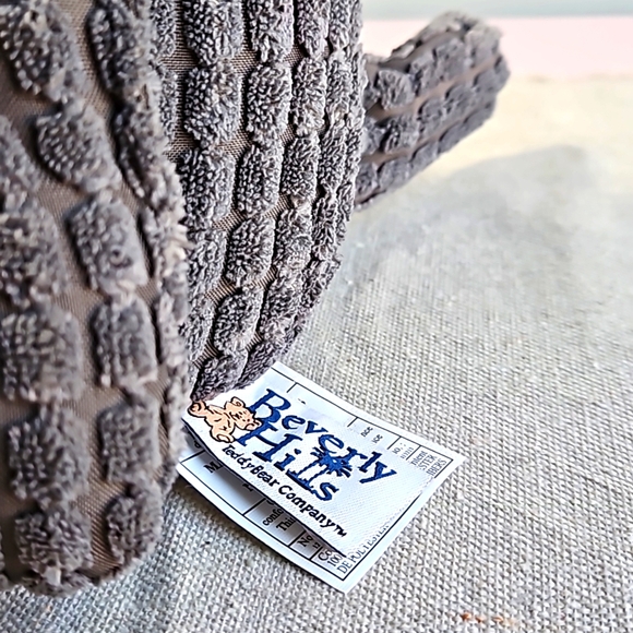 BEVERLY HILLS Teddy Bear Co. Plush Gray Toy Dog 12" Ribbed Doorstop Shelf Sitter - Picture 6 of 8